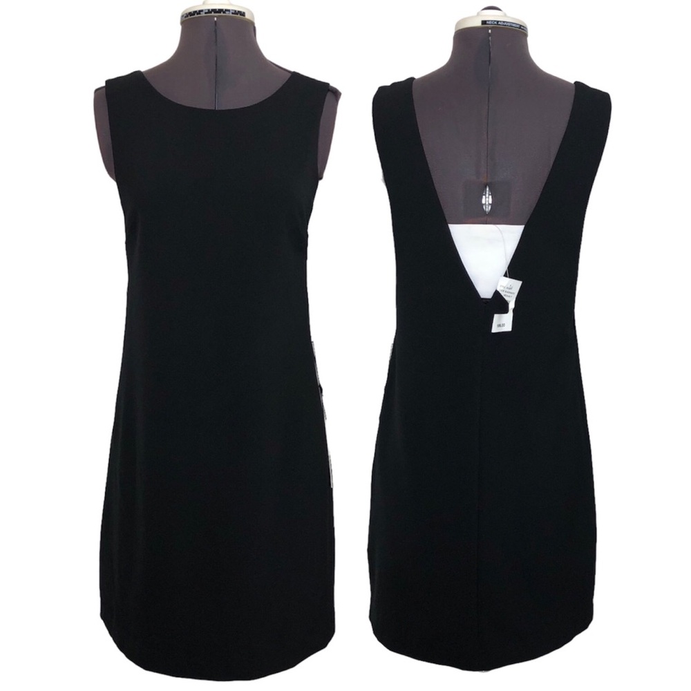 FELICITY & COCO Stretchy Black Off White Sleeveless Cut Out Lined Dress MP